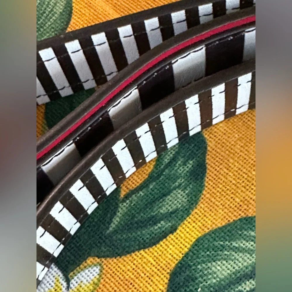 Vintage NWT Henri Bendel Centennial Stripe Safianno Leather Pet Collar Leash Set